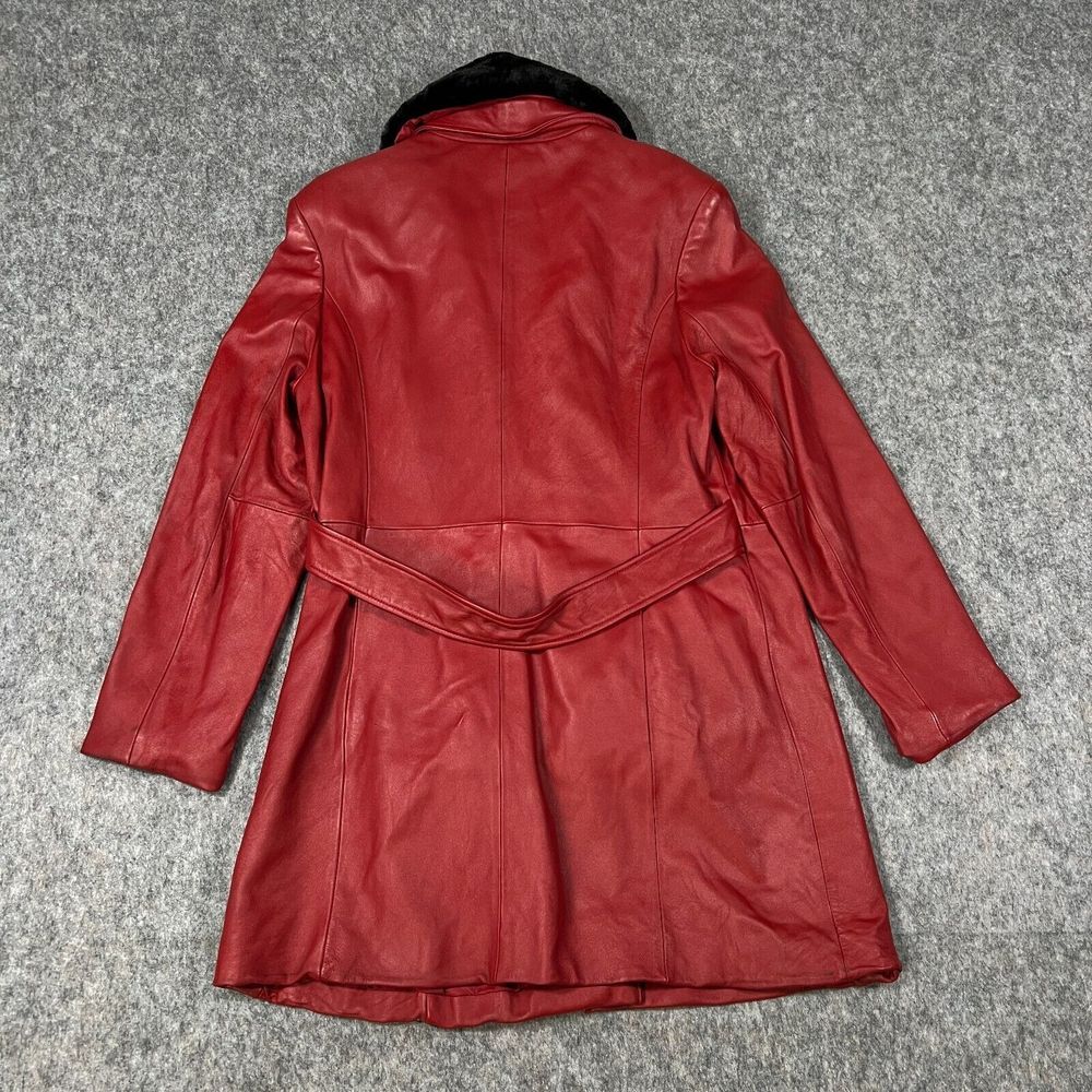 Valerie Stevens Women's Lamb Leather Jacket Large Red Removable Collar and Liner - Picture 2 of 11